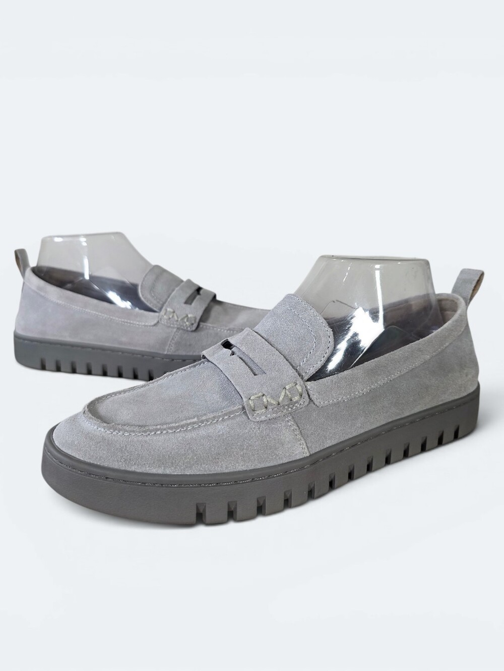 Vionic Uptown Suede Loafers Light Grey Comfort Shoes Women's 8.5
